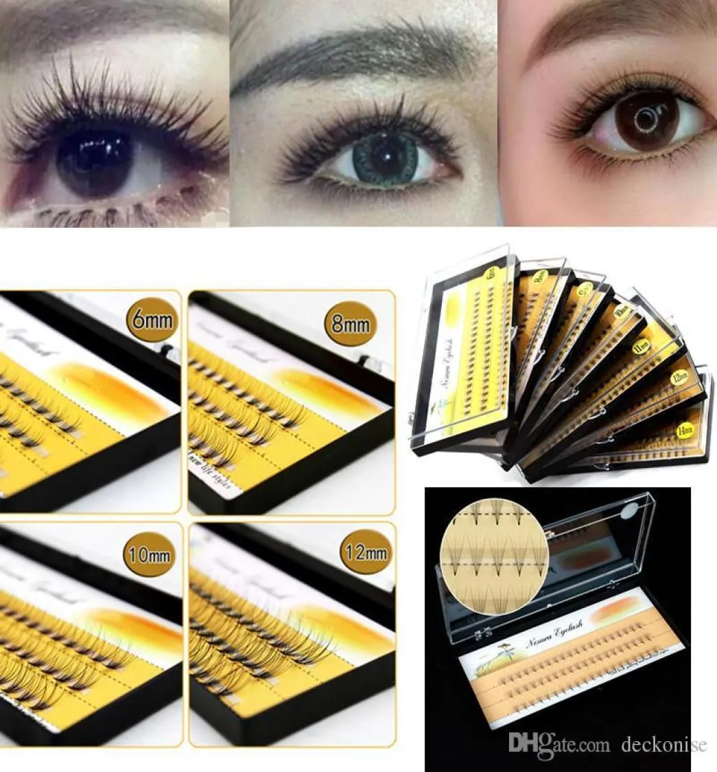 Fashion 10 Roots 60pcs Makeup Individual Cluster Eye Lashes Natural Long Soft Grafting Fake False Eyelashes5367035