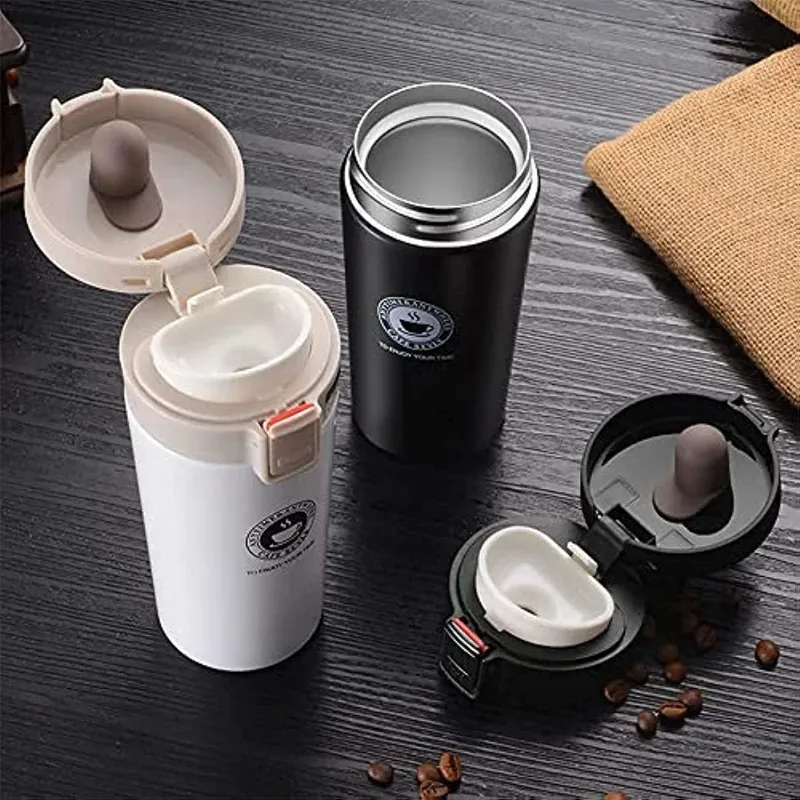 Water Bottles 380ml Thermos Coffee Cup Tea Mug Double Layer Stainless Steel Vacuum Insulated Metal Outdoor Sports Bottle 231123