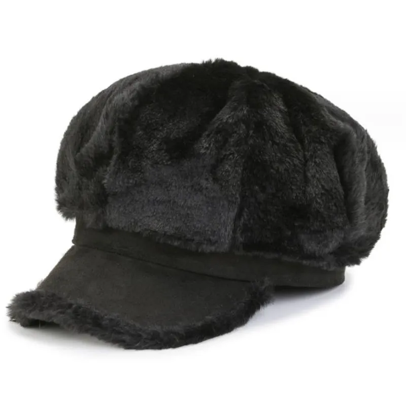 Осенне-зимний сезон, женская милая плюшевая шапка с утиным языком, ветрозащитная и теплая студенческая шапка, простая и универсальная восьмиугольная шапка DF325