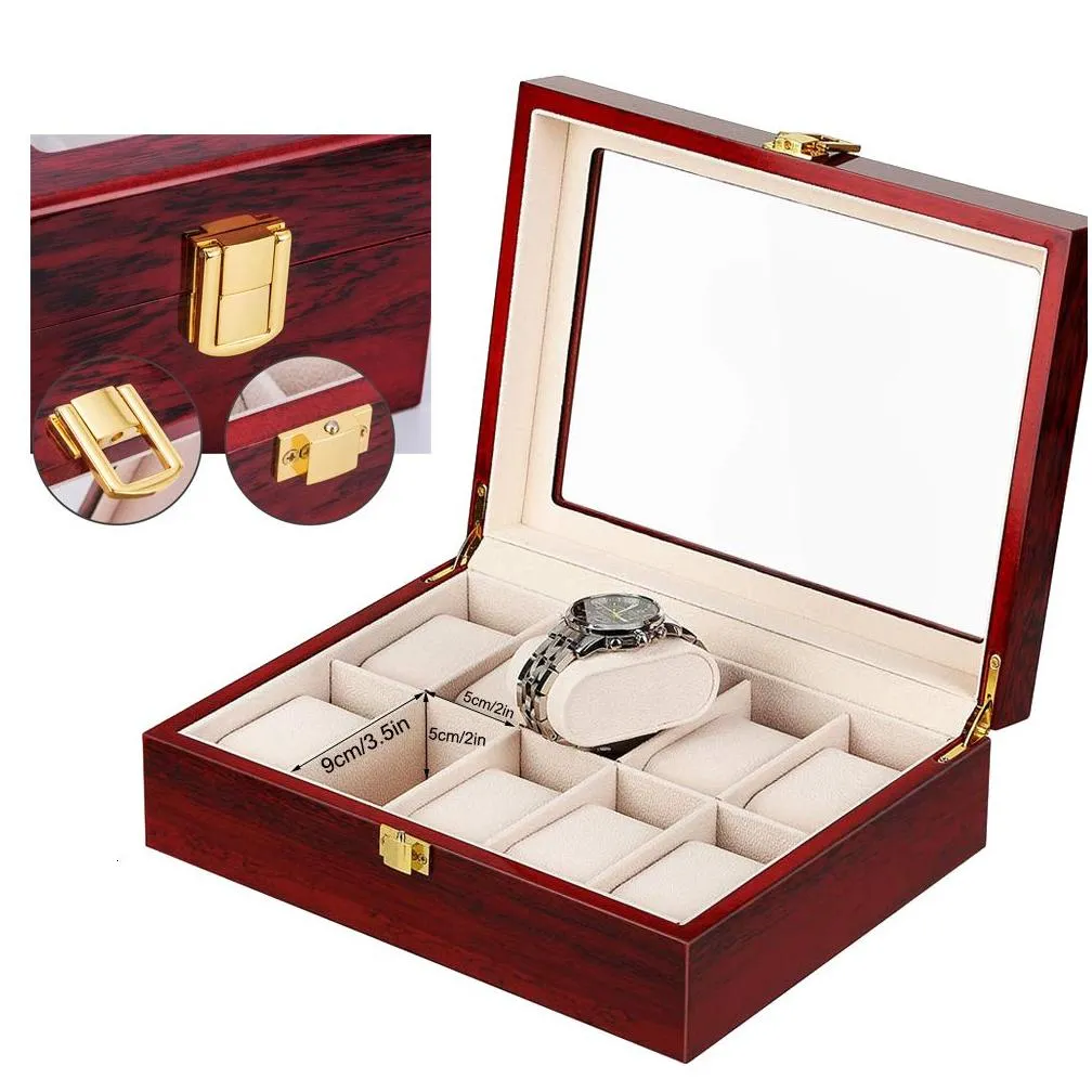 watch boxes cases luxury wooden watch box 123561012 grids watch organizers 6 slots wood holder boxes for men women watches jewelry display