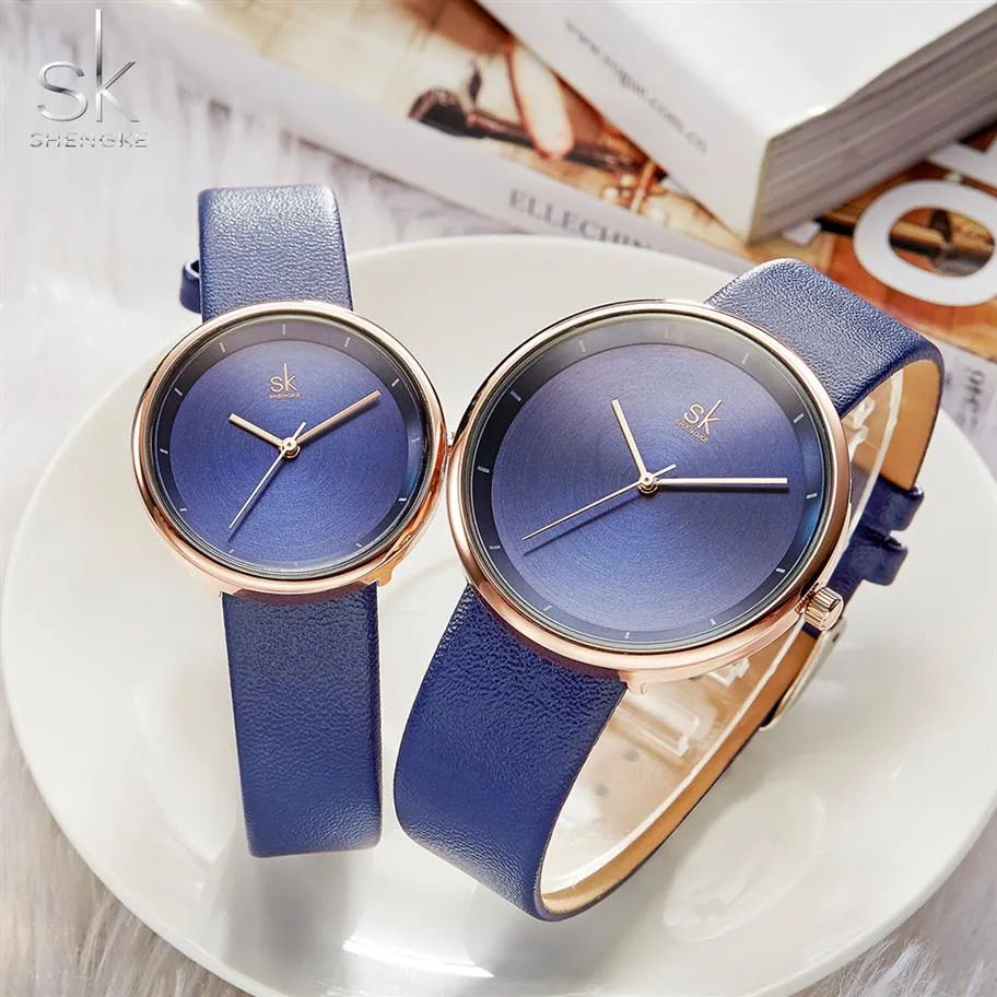 Shengke Brand Quartz Couple Watch Set Leather Watches for Lovers Men and Women Watches Set Relojes Parejas256Q