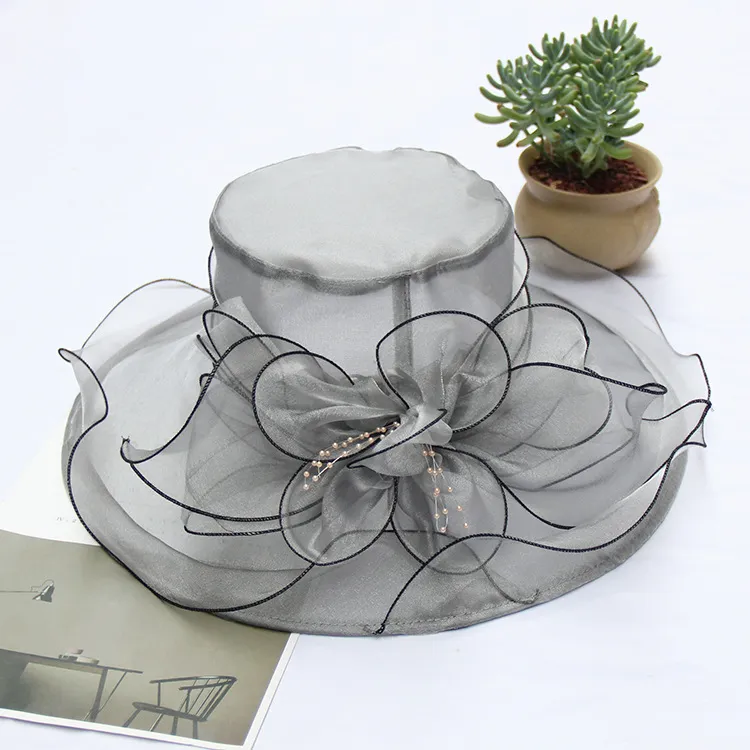Donna Organza chiesa Kentucky Derby Bowler cappello femminile banchetto abito da
