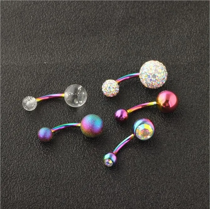 Stainless Belly Button Rings Piercings Ombligo Navel piercing Sexy Navel Earring Rainbow Body Jewelry Pircing GD334