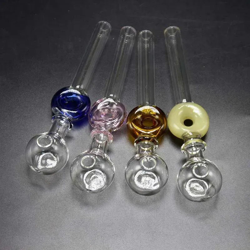 Wholesale 135mm Length Approx 30mm Ball OD Colorful Glass Oil burner transparent Oil Burner Glass Tube Pipe glass pipe water pipes