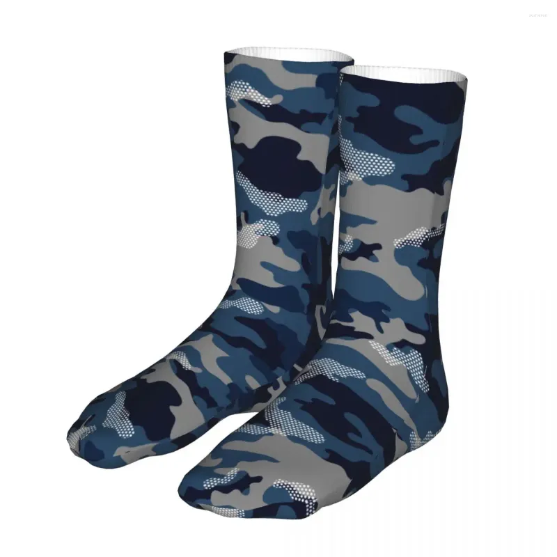 Calzini da uomo Blu Camouflage Uomo Donna Poliestere Moda Crazy Primavera Estate Autunno Inverno Regali