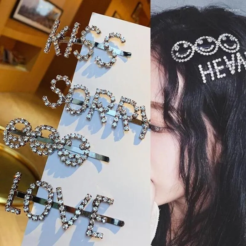 Hair Clips Gun Black Luxury Crystal Borys Girls Hairpins Acessórios para mulheres Cartas Barrettes Hairgrip Headwear