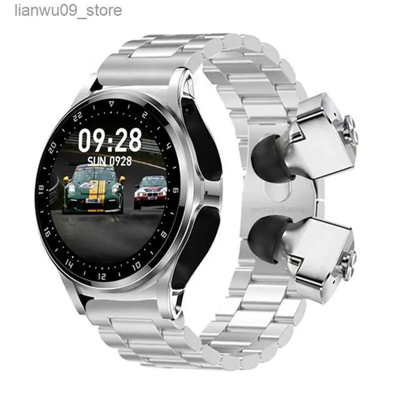 Relógios de pulso Smart Watch GT66 TWS 2 em 1 Earbuds Wireless Headset Mulheres Bluetooth Chamada Heart Rate Tracker Fones de ouvido SmartwatchQ231123