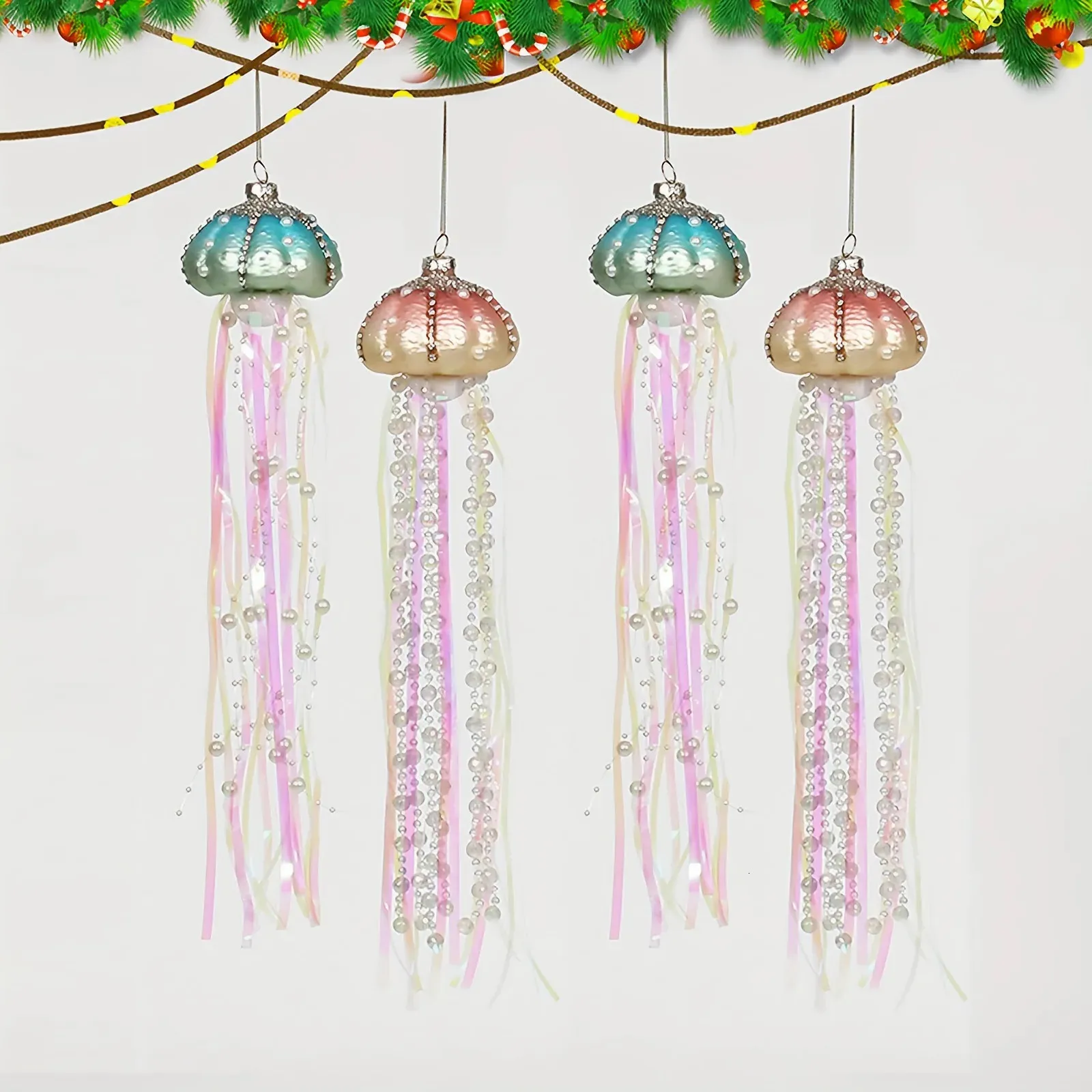 Guirlande de décorations de Noël, petite décoration, 4 pièces, pendentif en perles de verre, arbre de plage 231123