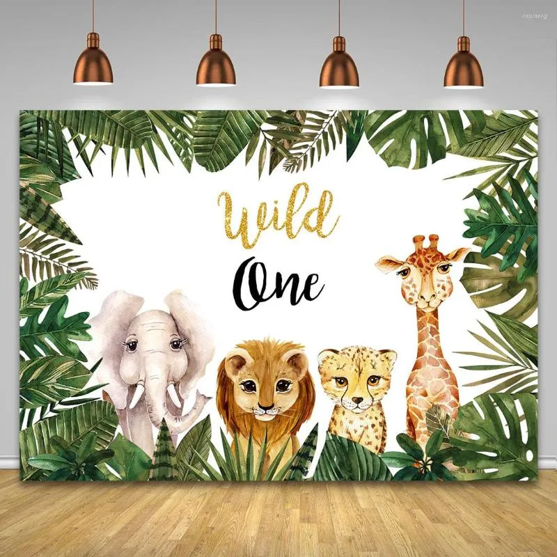 Party Decoration Wild One Dieren Tropical Jungle Birthday Achtergrond Doek aangepaste naam Baby Anniversary Doop