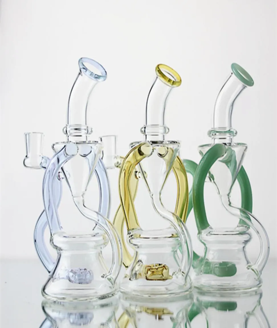 Tubo de água de vidro Bong Quatro cores Dab Rig com Percolator Recycler Rigs Suporte Mixed Batch8625049