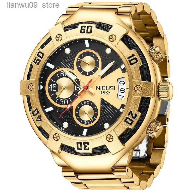 Zegarek Nibosi Big Sport zegarek dla mężczyzn Wodoodporne modne światło chronografu kwarc ze stali nierdzewnej Mężczyzn na rękę Relogio Masculinoq231123