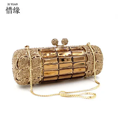 Evening Bags XIYUAN Gold Diamond Wedding Dress Bags Bridal Crystal Handbags Purses Metal Women Rhinestones Clutch Purse Designer Evening Bags 230422