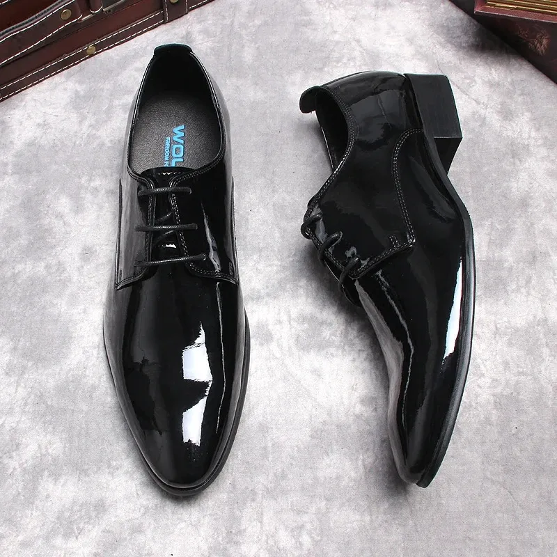 Mens burgundy patent store leather shoes