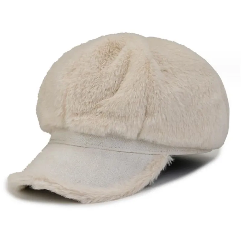 Осенне-зимний сезон, женская милая плюшевая шапка с утиным языком, ветрозащитная и теплая студенческая шапка, простая и универсальная восьмиугольная шапка DF325