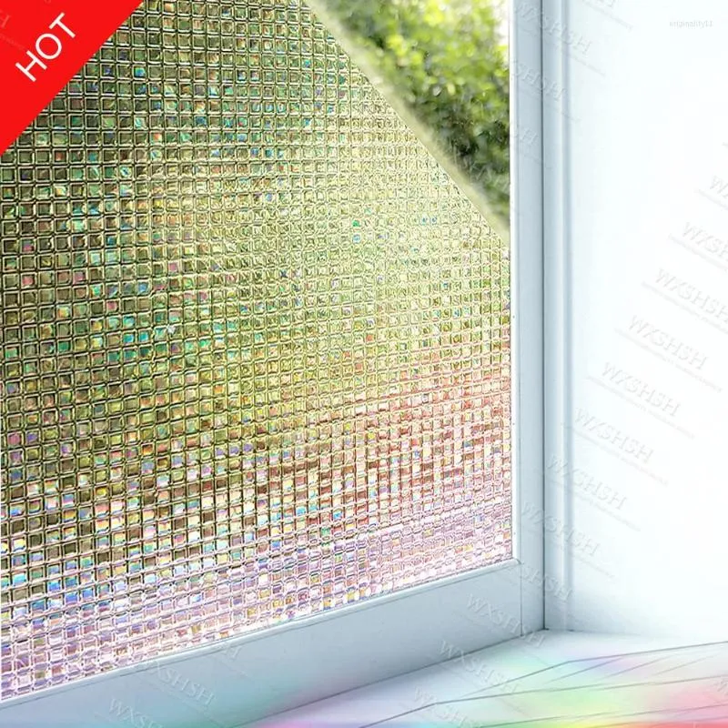 Оконные наклейки много размеров лазерная 3D-мозаика, окрашенная декоративная пленка Статическое цепное клейтное стекло для дома для дома