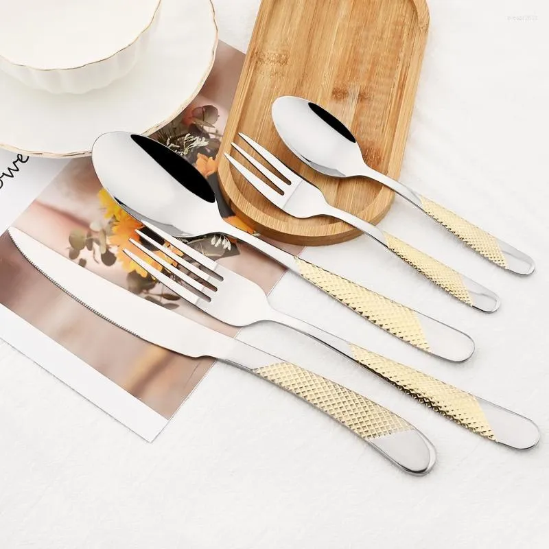 Dinnerware Sets 30Pcs Vintage Steak Knife Fork Tea Spoon Cutlery Set High Quality Stainless Steel Flatware Western Kitchen Tableware