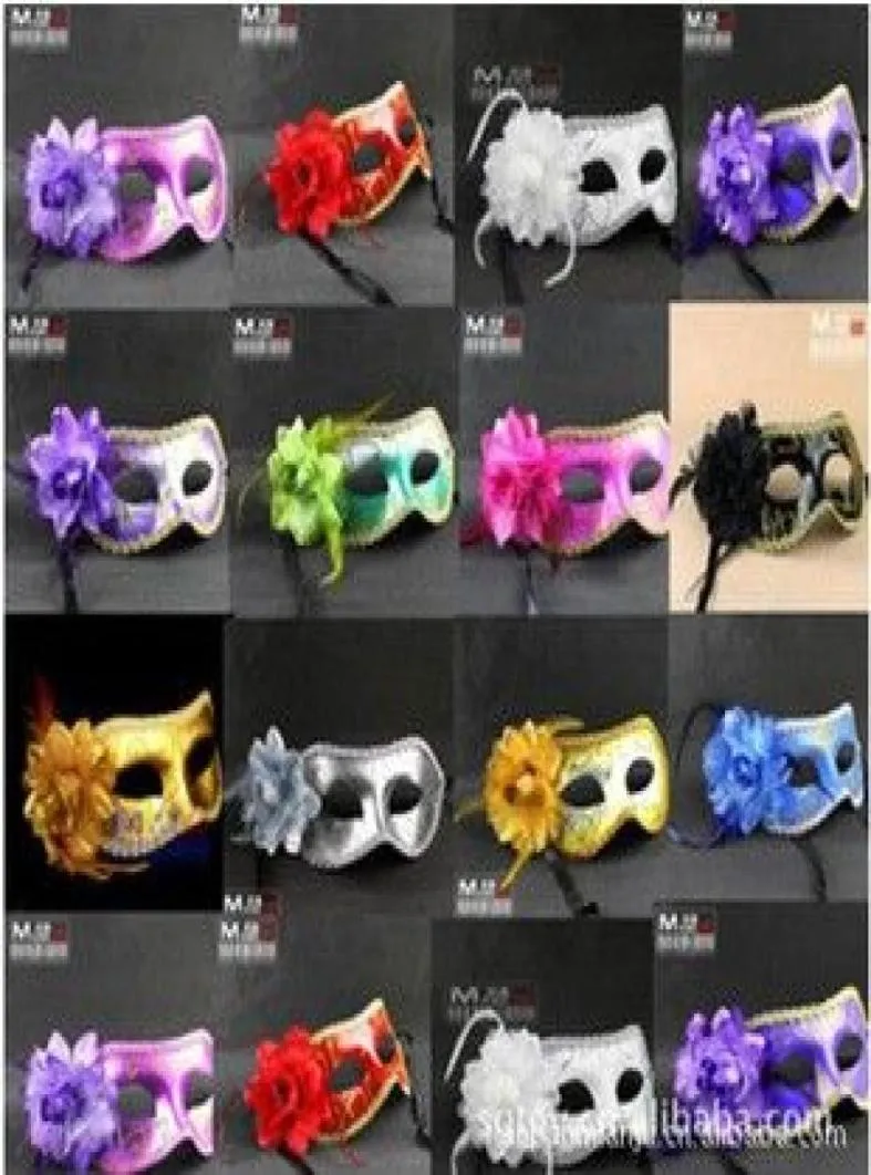 Mode kvinnor sexig mask hallowmas venetian ögonmask maskeradmasker med blommor fjäder påskmask dansfest semestermask dropp2148563