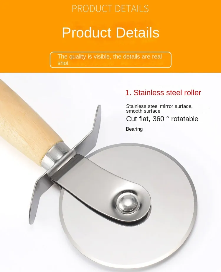 Stainless Steel Pizza Cutter Wheel With Comfort Grip - Sharp Blade For Pizza, Pies, Quesadillas & More - View #3