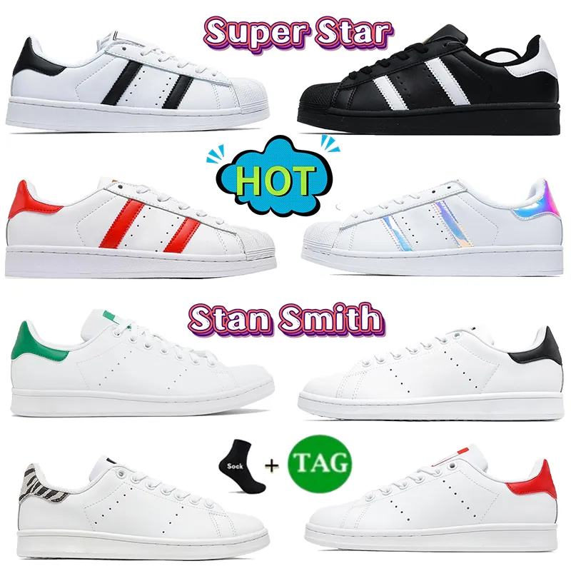 2023 Mens Sapatos Casuais Designer Sneakers Stan Smith Super Star Nuvem Branco Núcleo Preto Fundação Metálico Ouro Prata Marinho Exuberante Vermelho Homens Mulheres Treinadores Esportivos