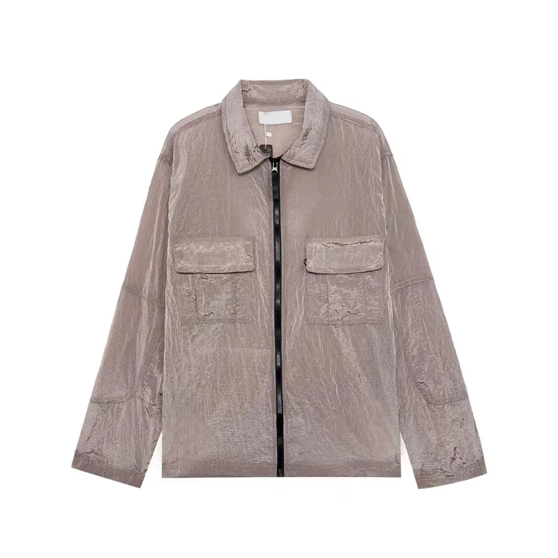 Topstoney Designer de mode unisexe veste à glissière manteau d'extérieur décontracté coupe-vent léger veste mince rose noir métal veste en nylon chemise vestes de poche à fermeture éclair