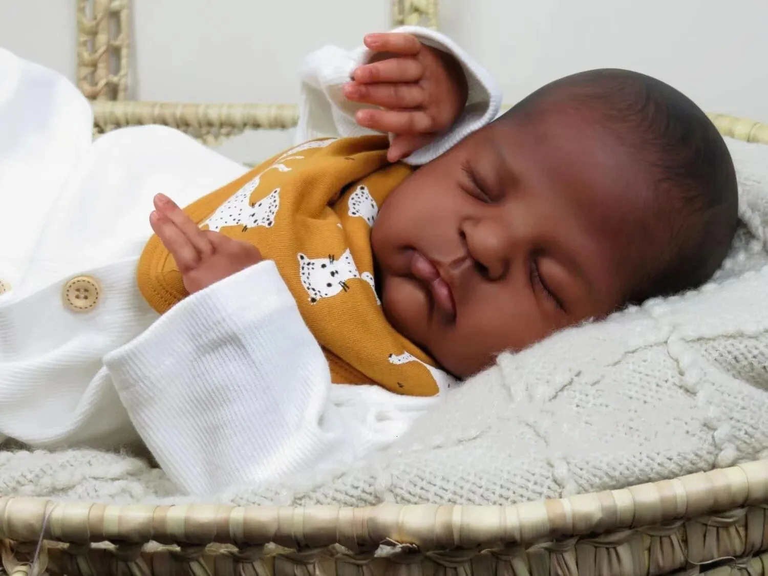 Puppen NPK 20 Zoll Remi bereits bemalte, fertige wiedergeborene Babypuppe mit dunkelbrauner Haut, schlafende 3D-Malerei mit sichtbaren Adern 231122