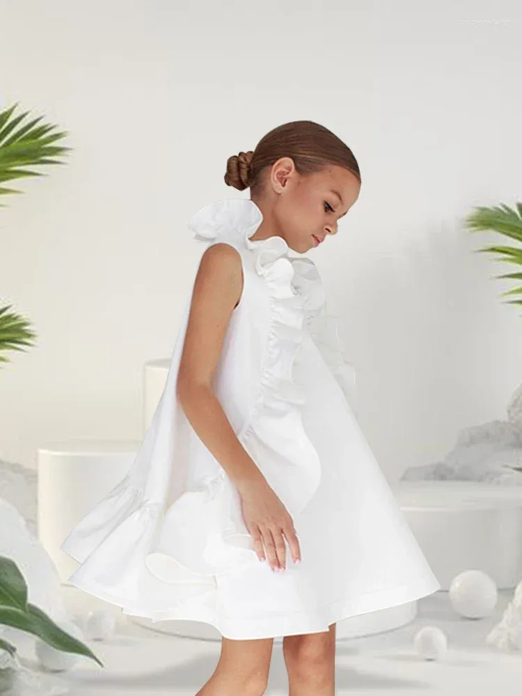 الفتاة اللطيفات الصيف الصيف الأبيض فستان عطلة فستان واحد زفاف إسبانية الأطفال الأطفال ملابس الأطفال ملابس الأطفال ملابس للعيد