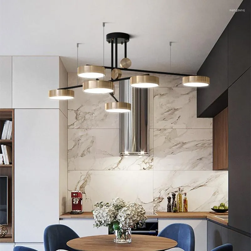 Pendant Lamps Post-modern Golden Circular Chandelier Creative Elegant Atmosphere Living Room Dinner Bar Rotating Led Fixtures
