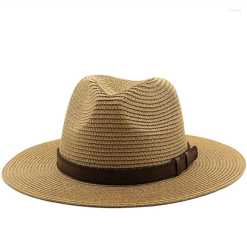 Beralar Basit Ebeveyn-Çocuk Panama Şapkaları Lady Beach Hat Kadınlar Geniş Memul Saman Adam Yaz Güneş Kapağı Fedora 54cm 56-58cm 59-61cm