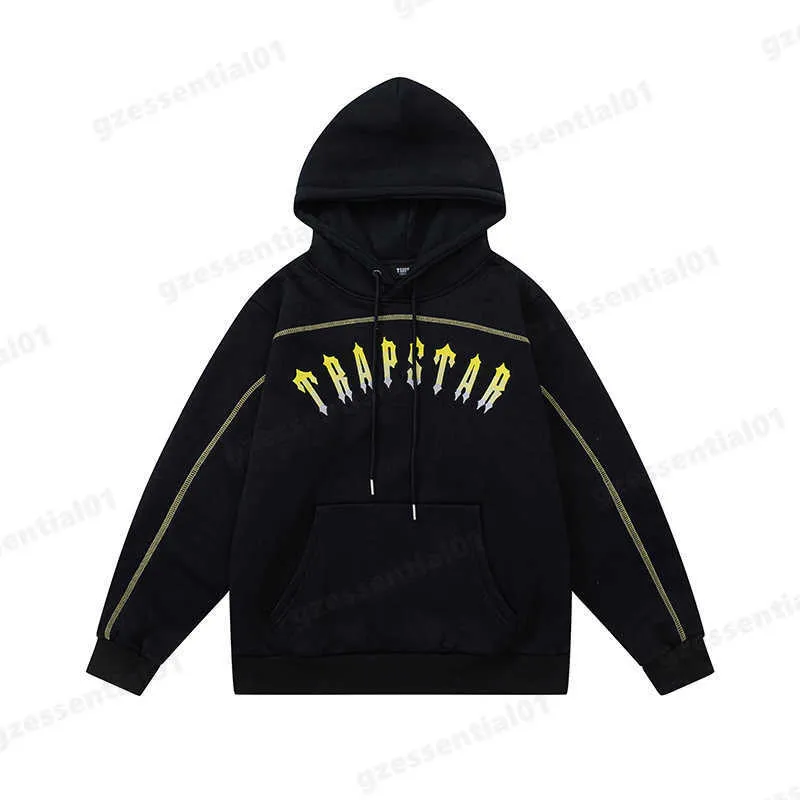 Yellow Trapstar Tracksuit Gradient Embroidered Padded Hoodie Sweatshirt Fashion Street Sportwear Sweatpants Tracksuits Women Pullover Track Suit