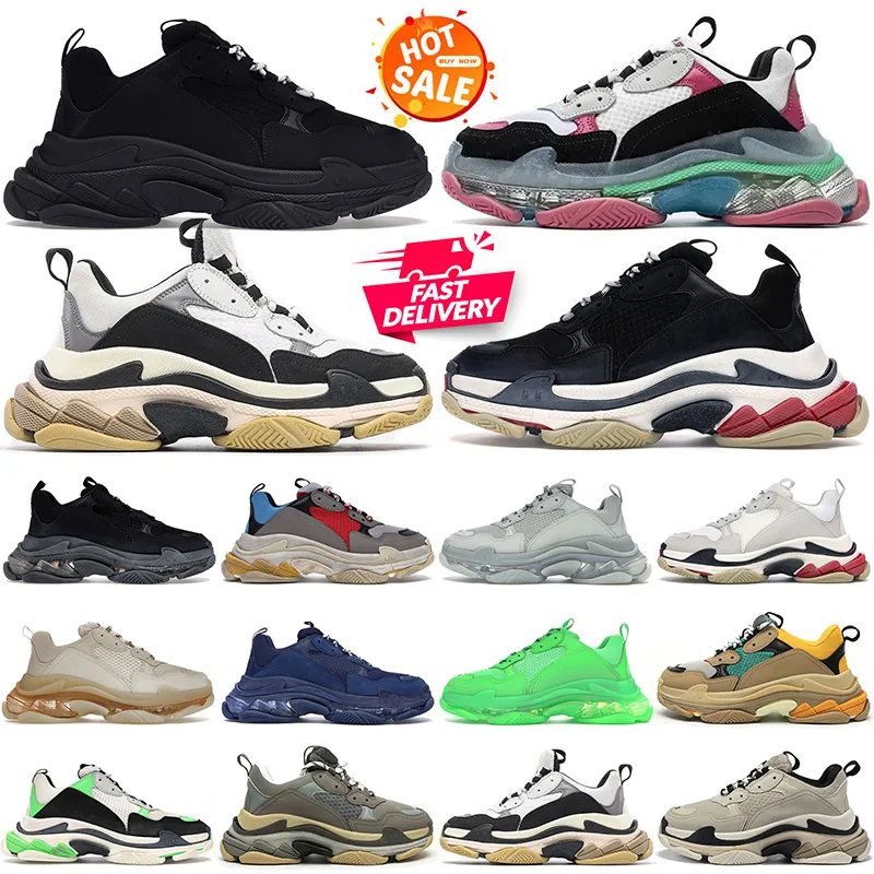 Triple S Sapatos Casuais para Homens Mulheres Designer Sapatilhas Triplos Preto Branco Cinza Vermelho Rosa Azul Verde Luz Tan Oreo Plataforma Mens Treinadores Plate-Forme Corredores Desconto