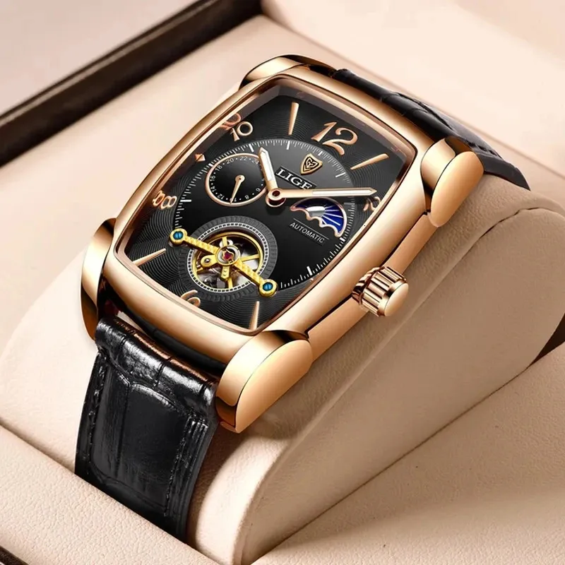 Other Watches Men Watch Automatic Mechanical Watch for Men Business Sport Wristwatch Luminous Waterproof Leather Belt Clock Male 231123