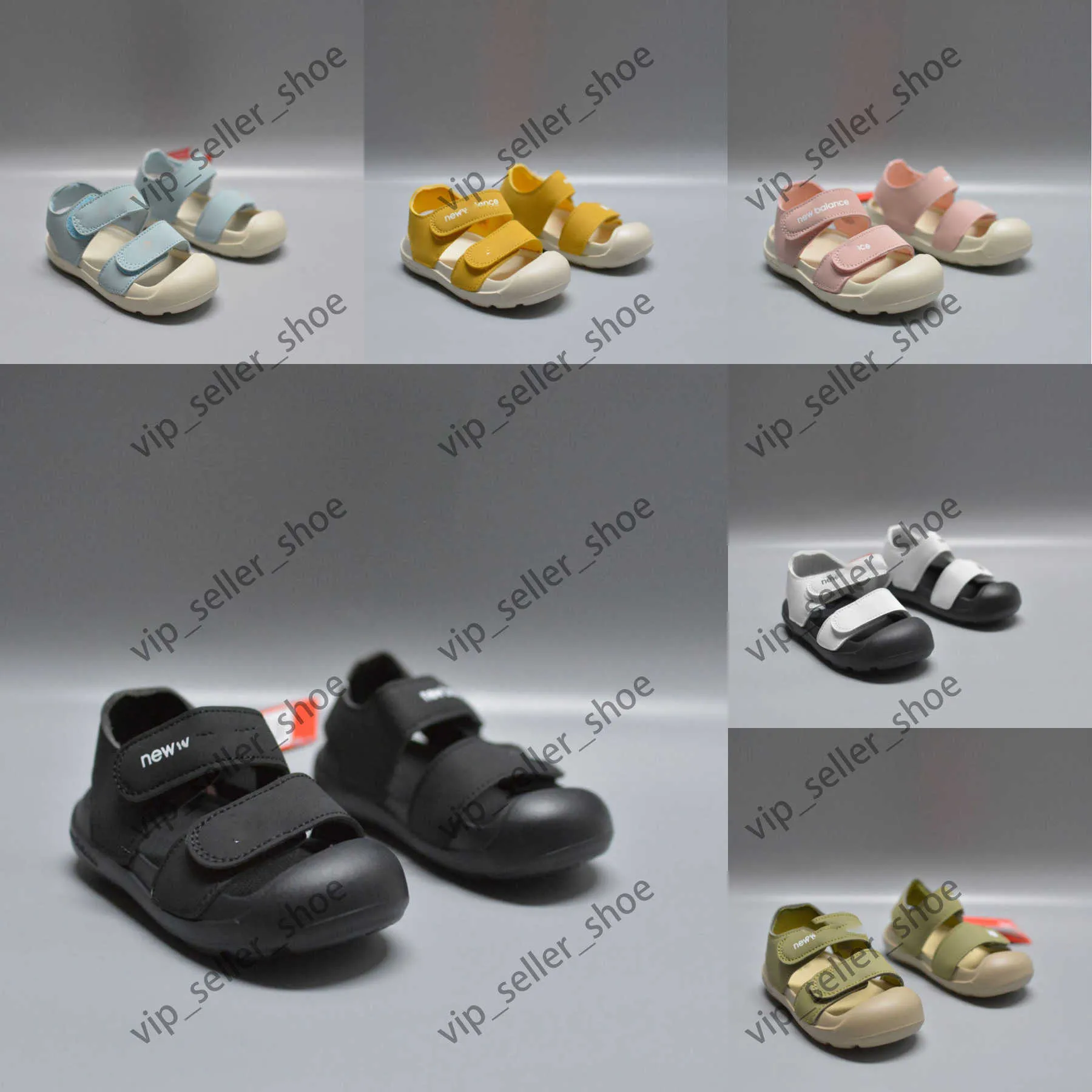 2023 summer new Korean version of boys' and girls' shoes magic sticker beach wading toe sandals 24-35