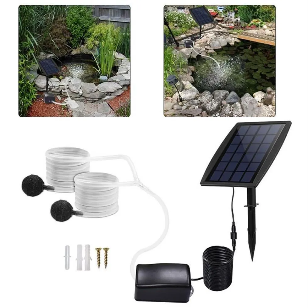 Air Pumps & Accessories Solar Pump Kit Inserting Ground Water Oxygenator Aerator With Oxygen Hoses Stone For Pond Fish Garden3149