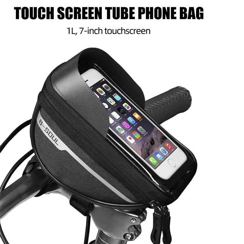 Panniers Bags Bike Bag 1L Frame Front Tube Cycling Bag Bicycle Waterproof Phone Case Holder 7 Inches Touchscreen Bag Accessories 231124