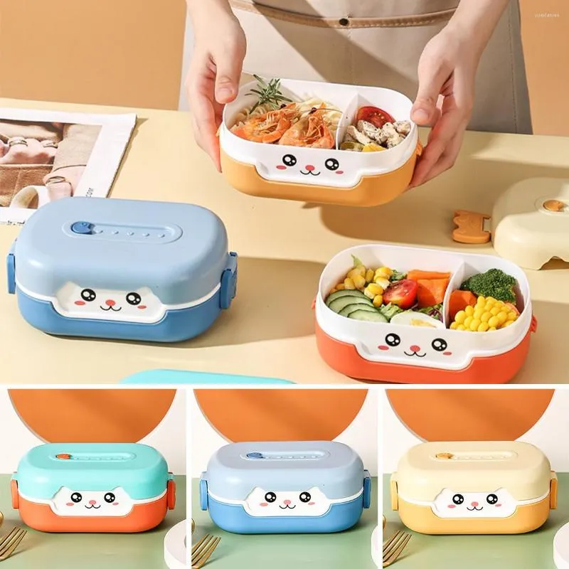 Dinnerware Sets Bento Lunch Box 700ML Leakproof Divided Storage Cute Cartoon Baby Container Reusable Portable Kids