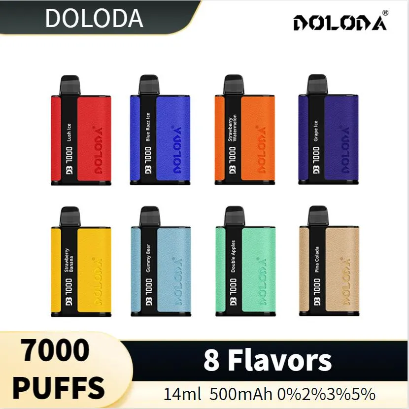 24hr shipping V ape Box Original DOLODA 7000 Disposable E Cigarettes 8 flavors 1.2 ohm Rechargeable 0% 2% 3% 5%