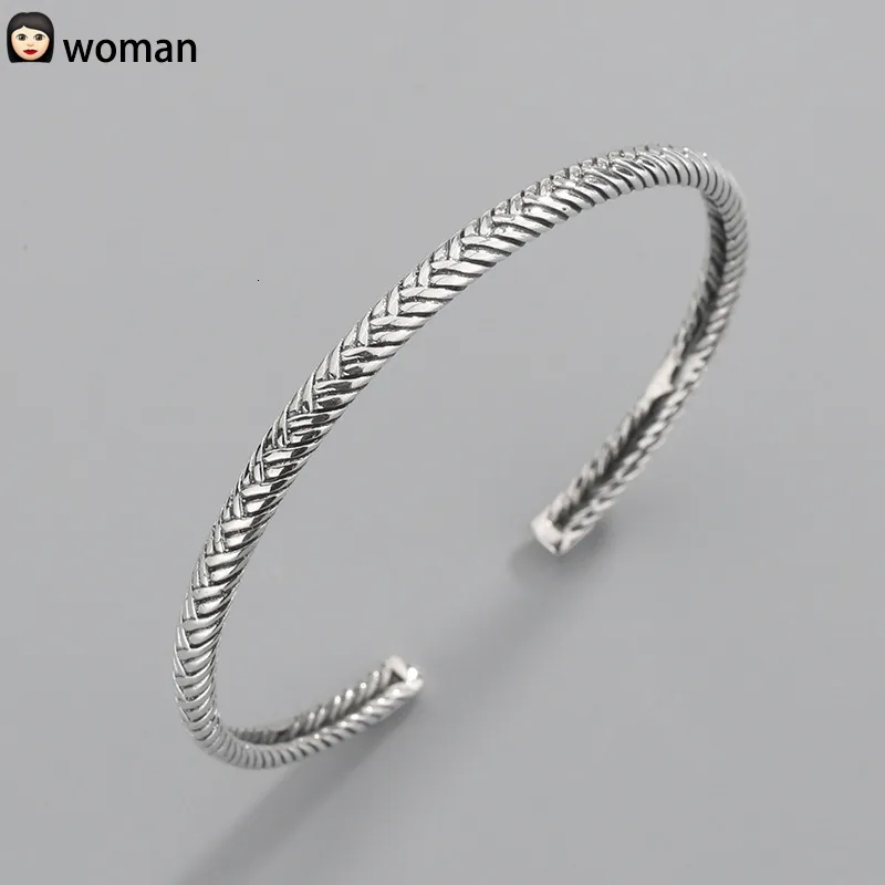 925 Sterling Silver Rope keel Rope Bangle Fish Scales Women Men Jewelry  Solid Silver Tone Vintage Foxtail Bracelets - AliExpress