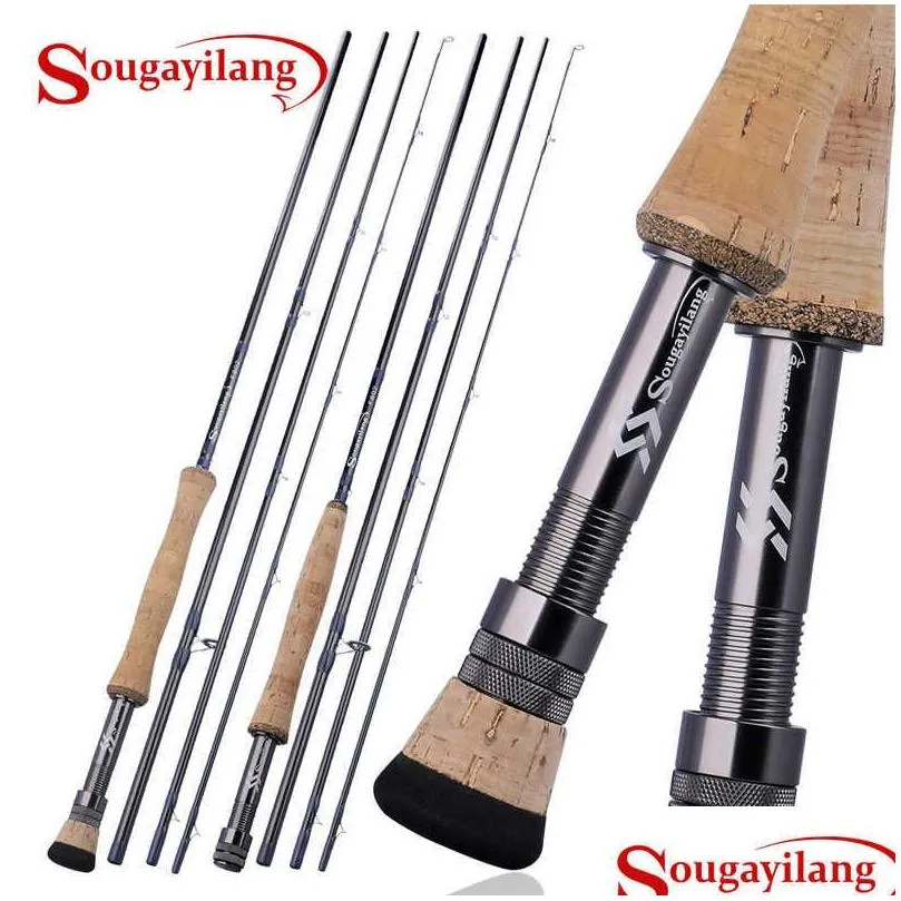 Spinning Rods Sougayilang 2.7m Fly Fishing Rod 4 Sektion EVA / Metal Handle Carbon Fiber for Lake River Tackles 220110 Drop Delivery S Dhasj