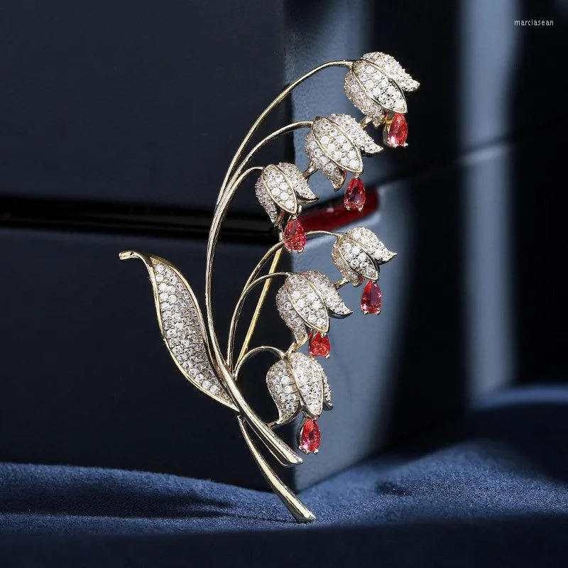 Spille SINZRY Fashion Jjewelry Accessorio Cubic Zircon Micro Pave Tulip Flower Spilla Pin per donna