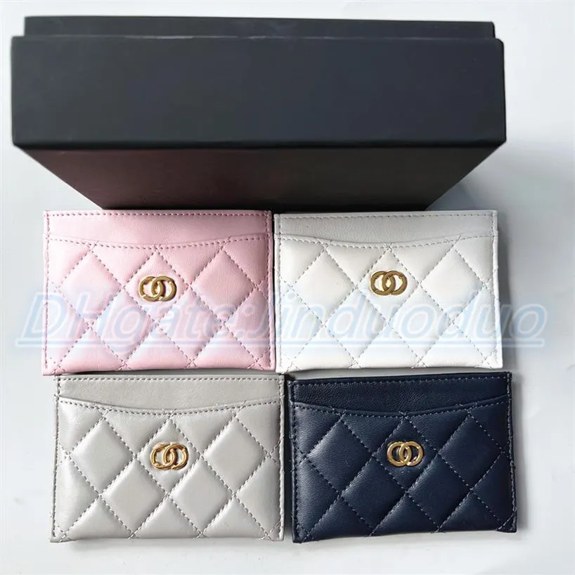 Luxury Designer Card Purses Channel Cartets com caixa de cascão original Caviar couro