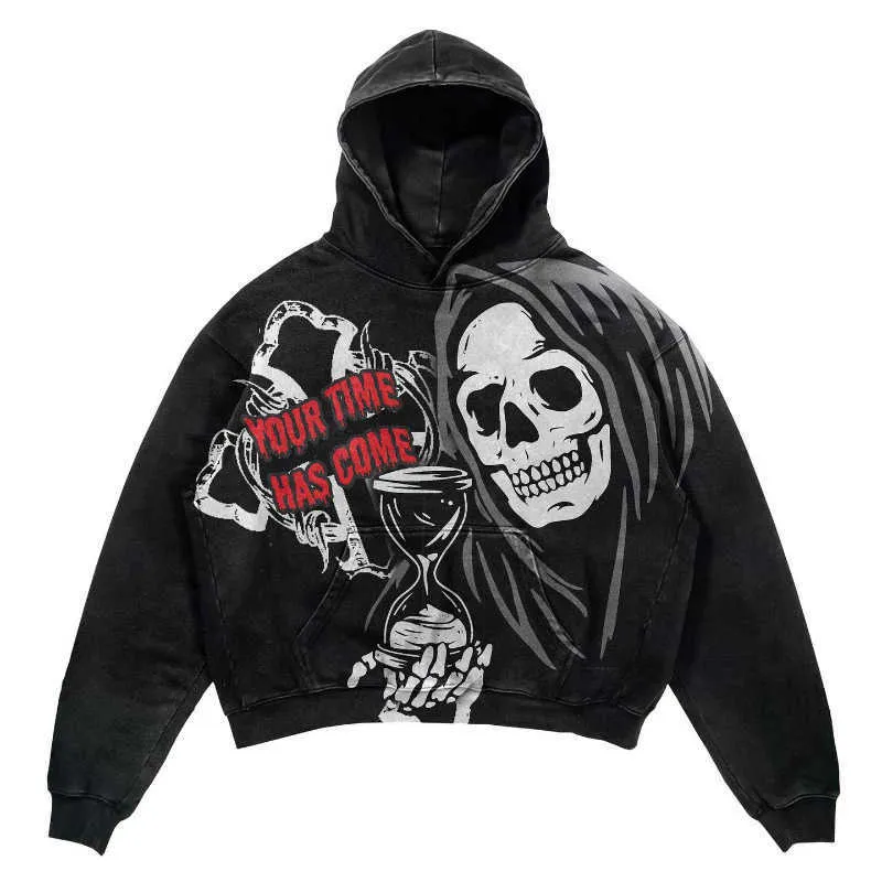 Herrhellstar hoodies tröjor överdimensionerade långärmad tröja harajuku gotisk personlighet mönster y2k kläder konst liten skoltryck designer hoodie 423