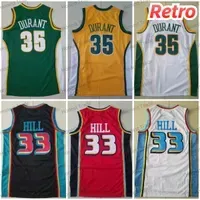 Men  35 Basketball Jersey 33 Grant Hill Green Yellow Red White M&N Stitched Mens Jerseys Vintage