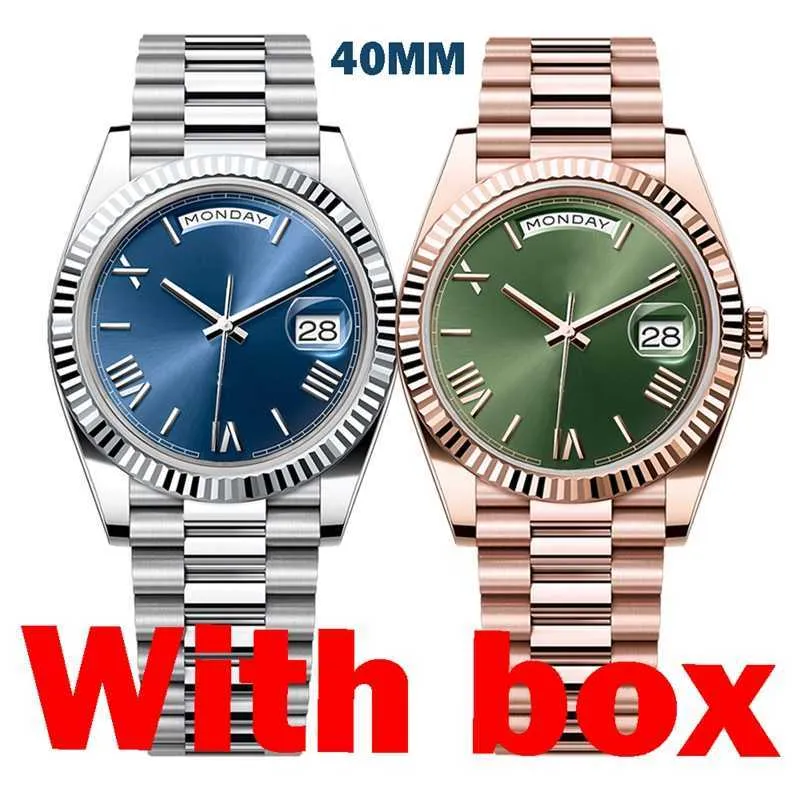 Mens 시계 럭셔리 데이 역할 날짜 비즈니스 자동 이동 기계 디자이너 시계 40mm 크기 방수 Sapphire Glass Stainless Steel 스트랩 박스 CY