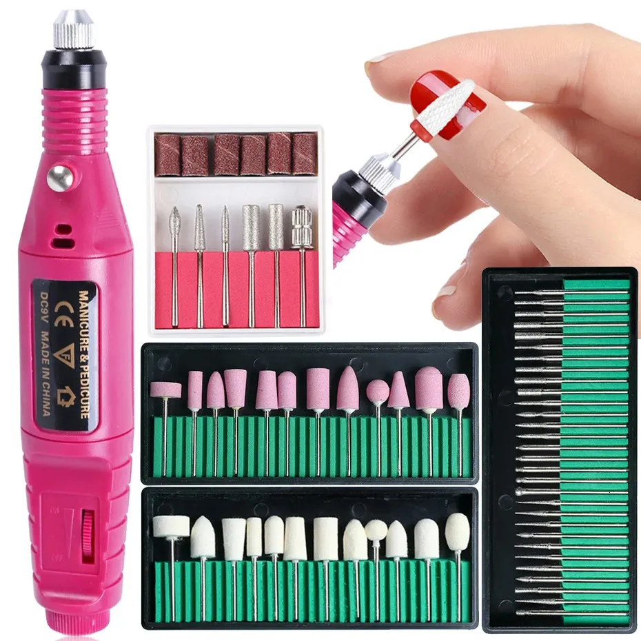 Nail Manicure Set Professional Electric Nail Drill Machine Manicure Milling Cutter Nail Drill Bits Files Polisher Sander Gel Polish Remover Tools 231123