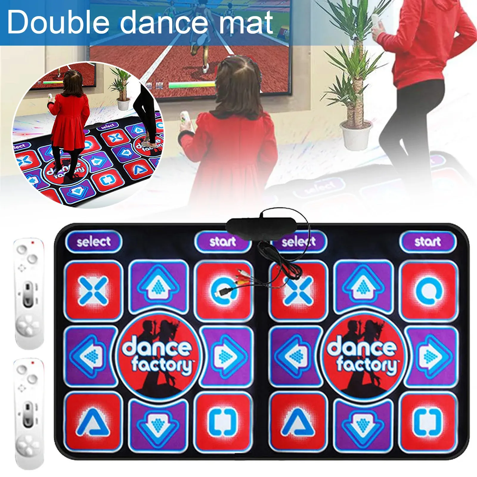 Tapetes de dança Double Dancing Mat User Wired Music Game Antiderrapante com 2 Controle Remoto Multi Função para PC TV 231123