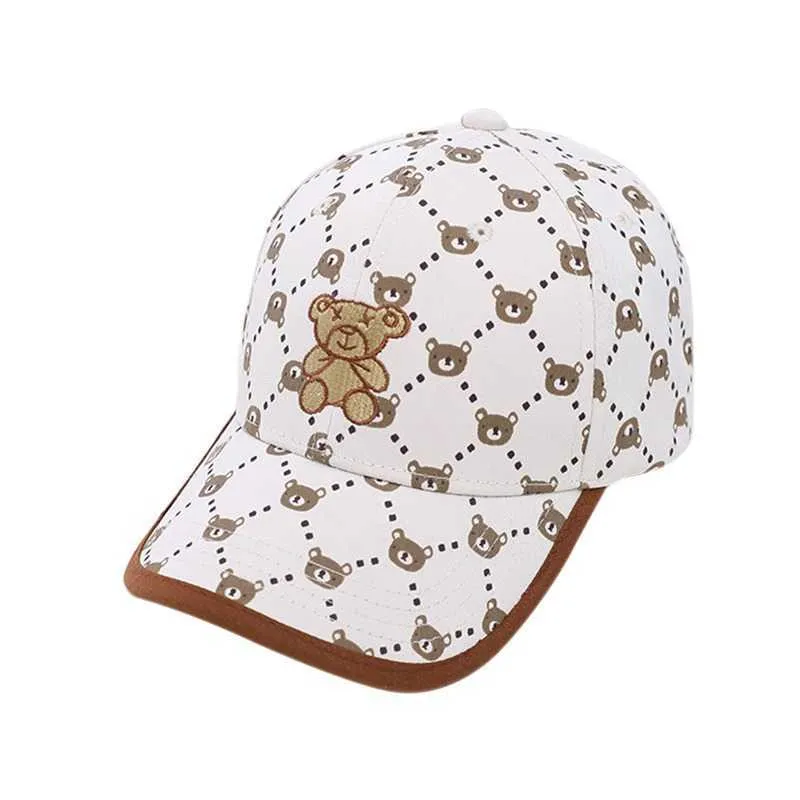 Caps S Kids Summer Casual Sunscreen Baseball Cap Cute Cartoon Bear Print Sun Outdoor UV Protection Leisure Hat P230424