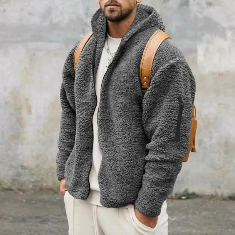 Men's Jackets Winter Coat Jacket Outwear Solid Color Thermal Two Sided Suede Casual Fleece Work Hooded Affordable Brand
