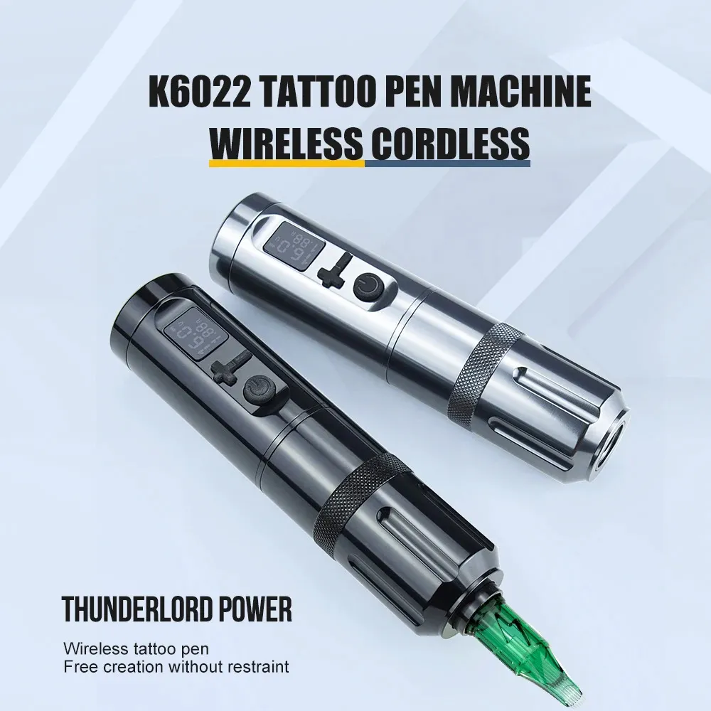 Tatueringsmaskiner Trådlös mikropenna K6022 LED Dispiay laddningsbart batteri med laddare Coreless Motor Machine 231123