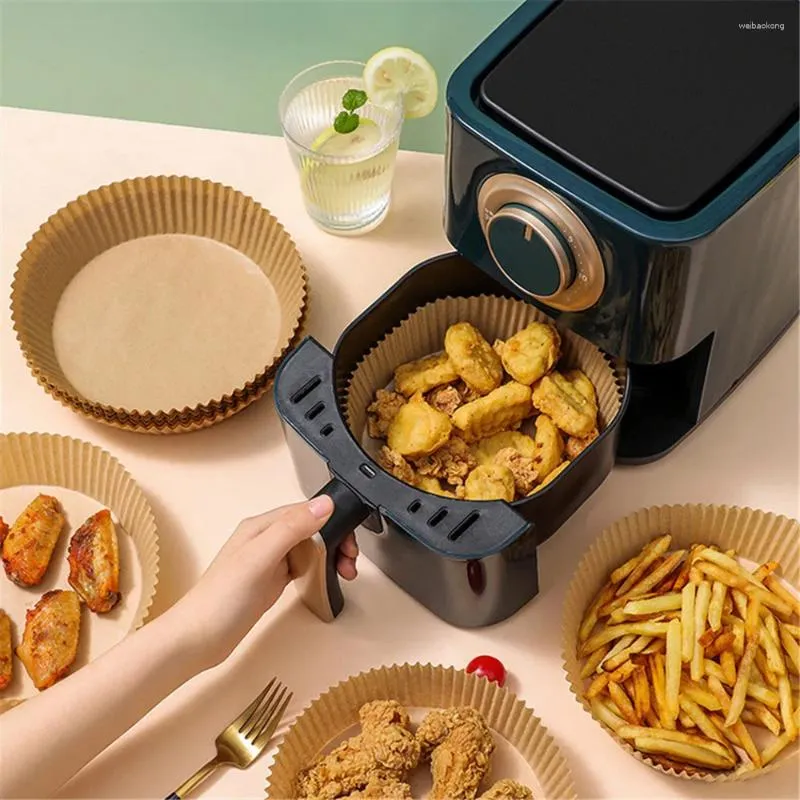 Podwójne kotły 50pcs Air Fryer Dostosobna Papier Specjalne Liner Koszynki kuchenne Olej Oil Pieczenie Taca do pieczenia akcesoria