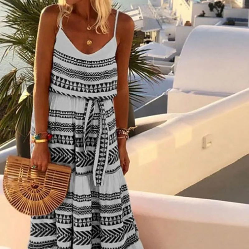 Sukienki zwyczajne sukienka na plażę nadruk duży huśtawka nadmorskie wakacyjne temperament wakacyjny prosta europejska moda kobiet